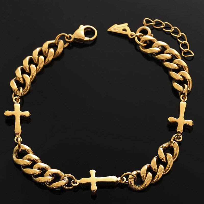 Relic Cuban Cross Bracelet – Gold