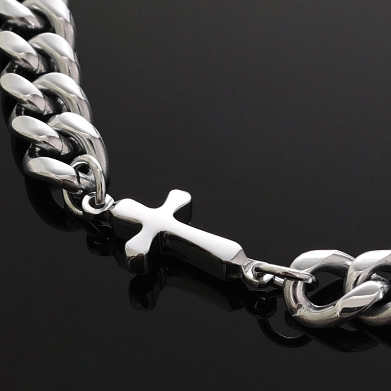 Relic Cuban Cross Bracelet – Silver