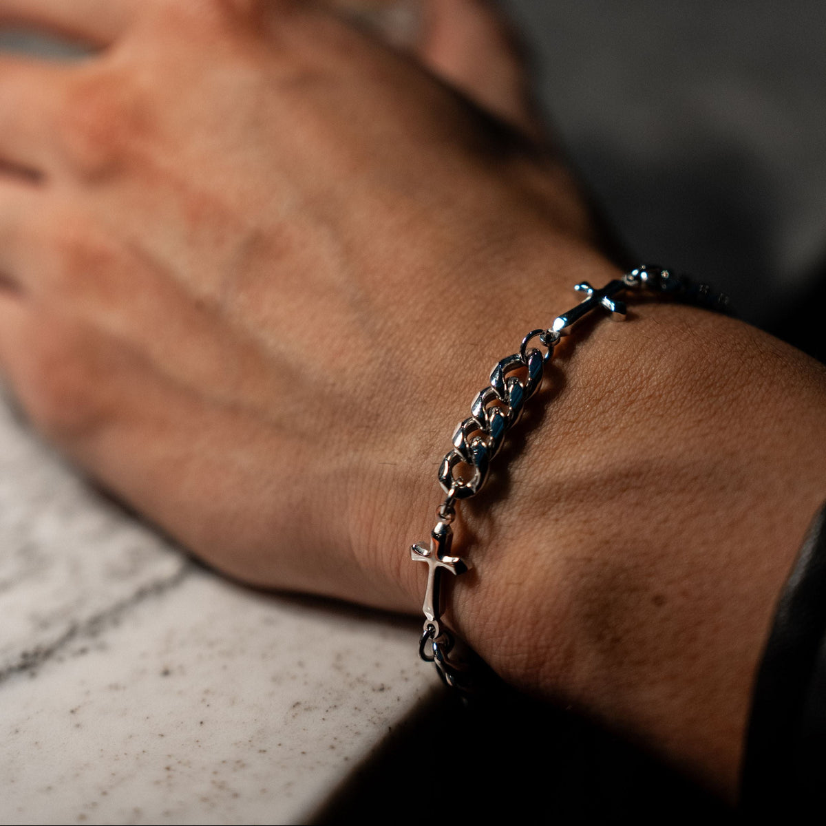 Relic Cuban cross chain & bracelet - Silver