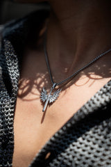 Angel Sword Pendant & Franco Chain - Silver Tone