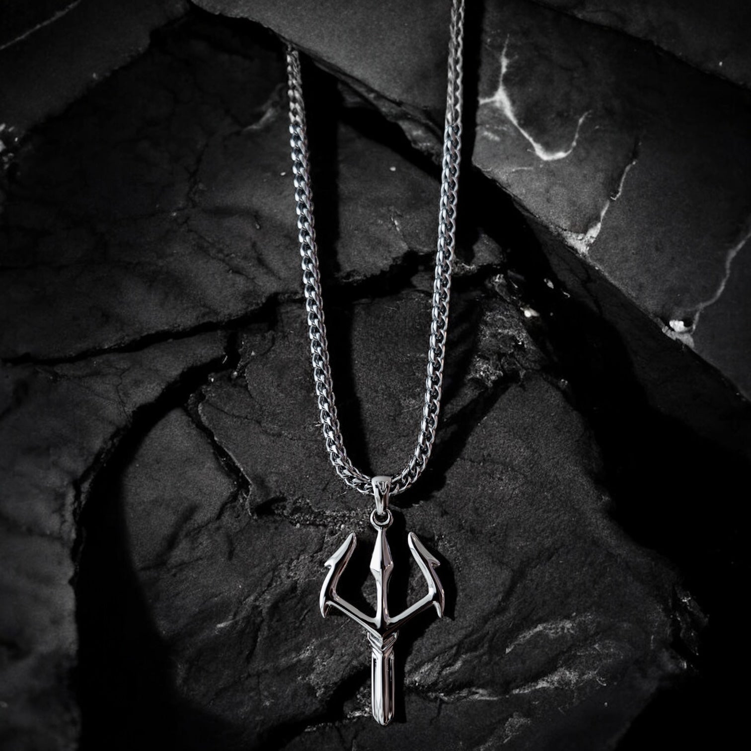 Warrior trident & Franco Chain - Silver Tone