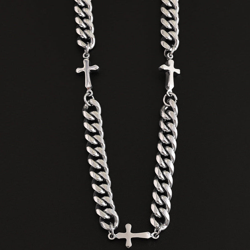 Relic Cuban Cross Chain - Silver