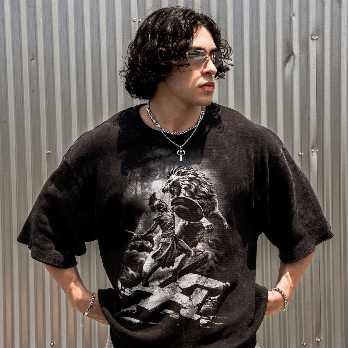 Warrior trident & Franco Chain - Silver Tone