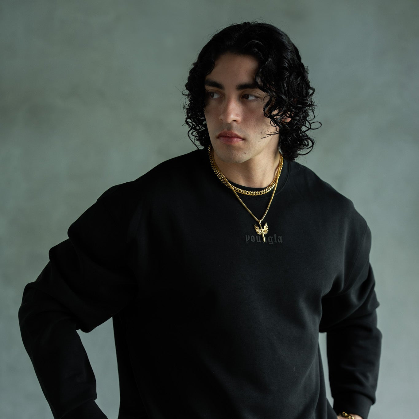 Cuban Link Chain + Angel Sword Set – Gold