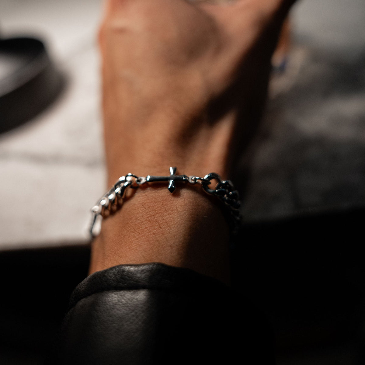 Relic Cuban cross chain & bracelet - Silver