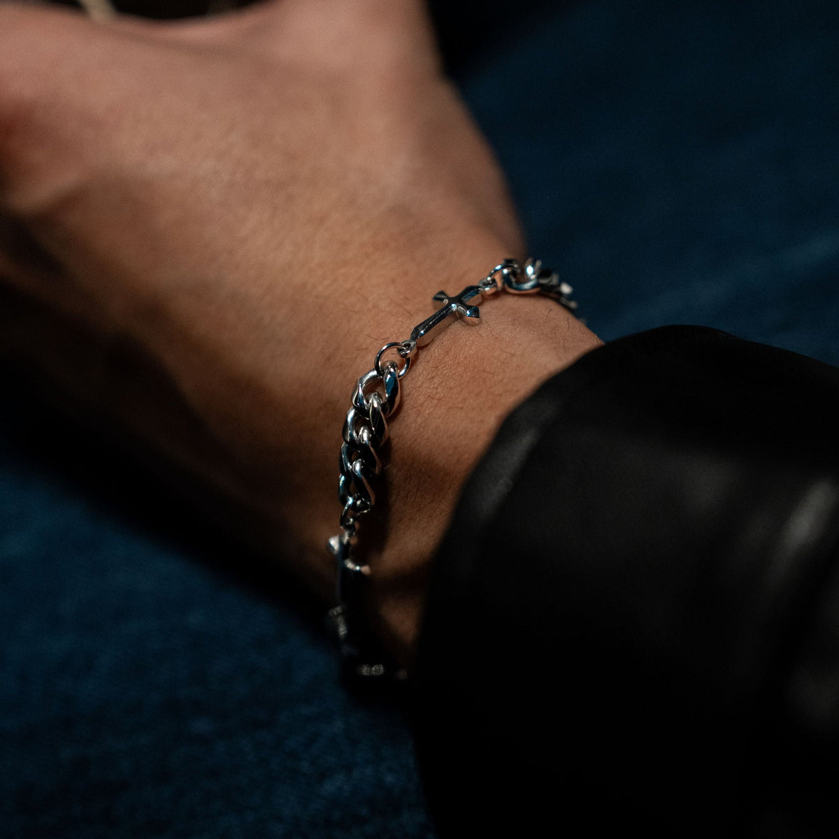 Relic Cuban cross chain & bracelet - Silver