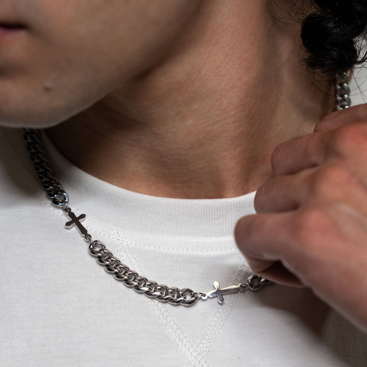 Relic Cuban cross chain & bracelet - Silver