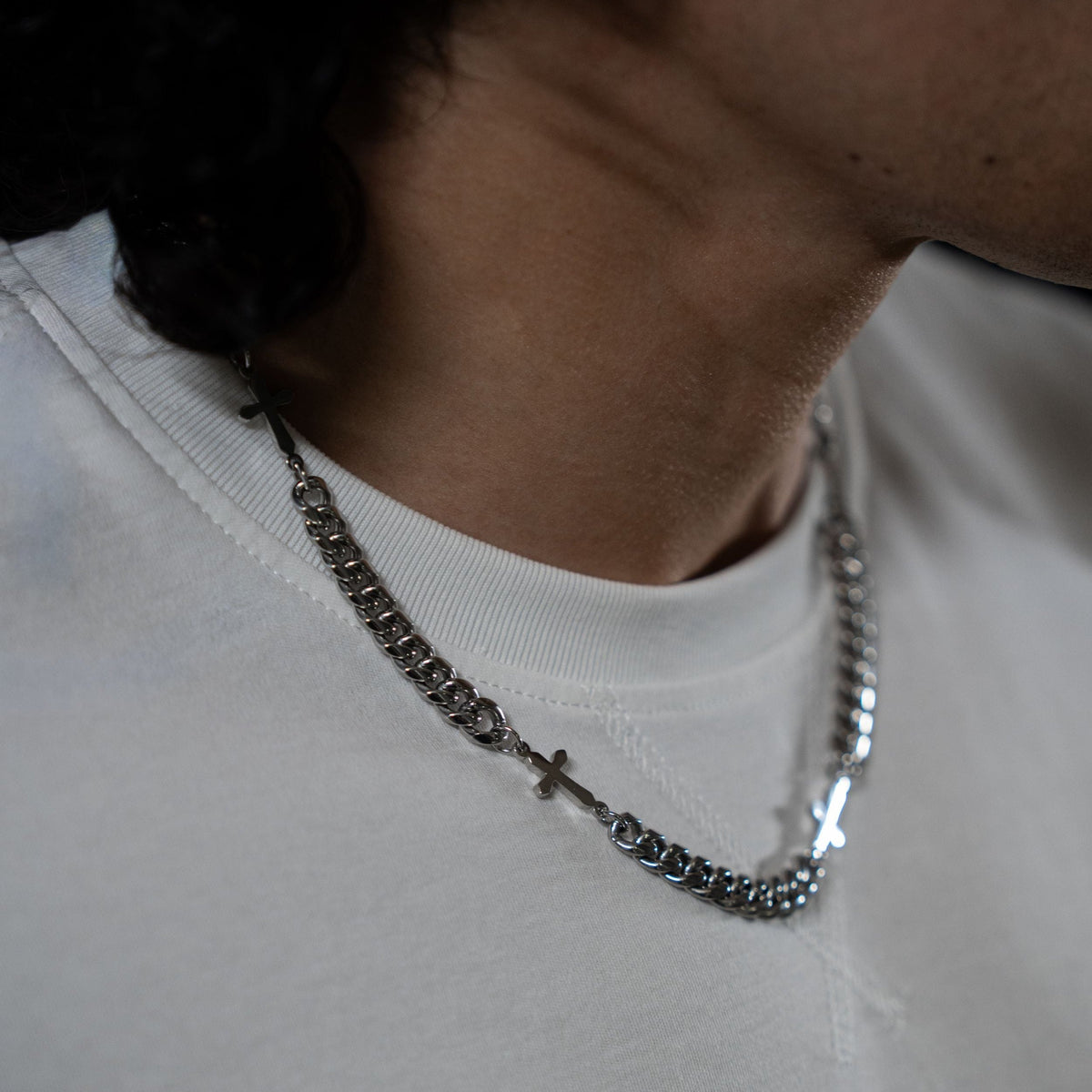 Relic Cuban cross chain & bracelet - Silver