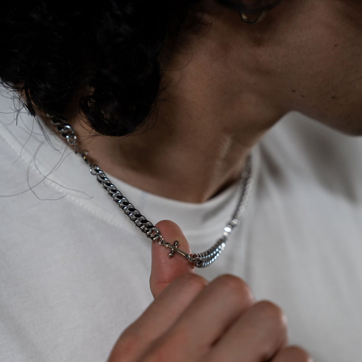 Relic Cuban cross chain & bracelet - Silver