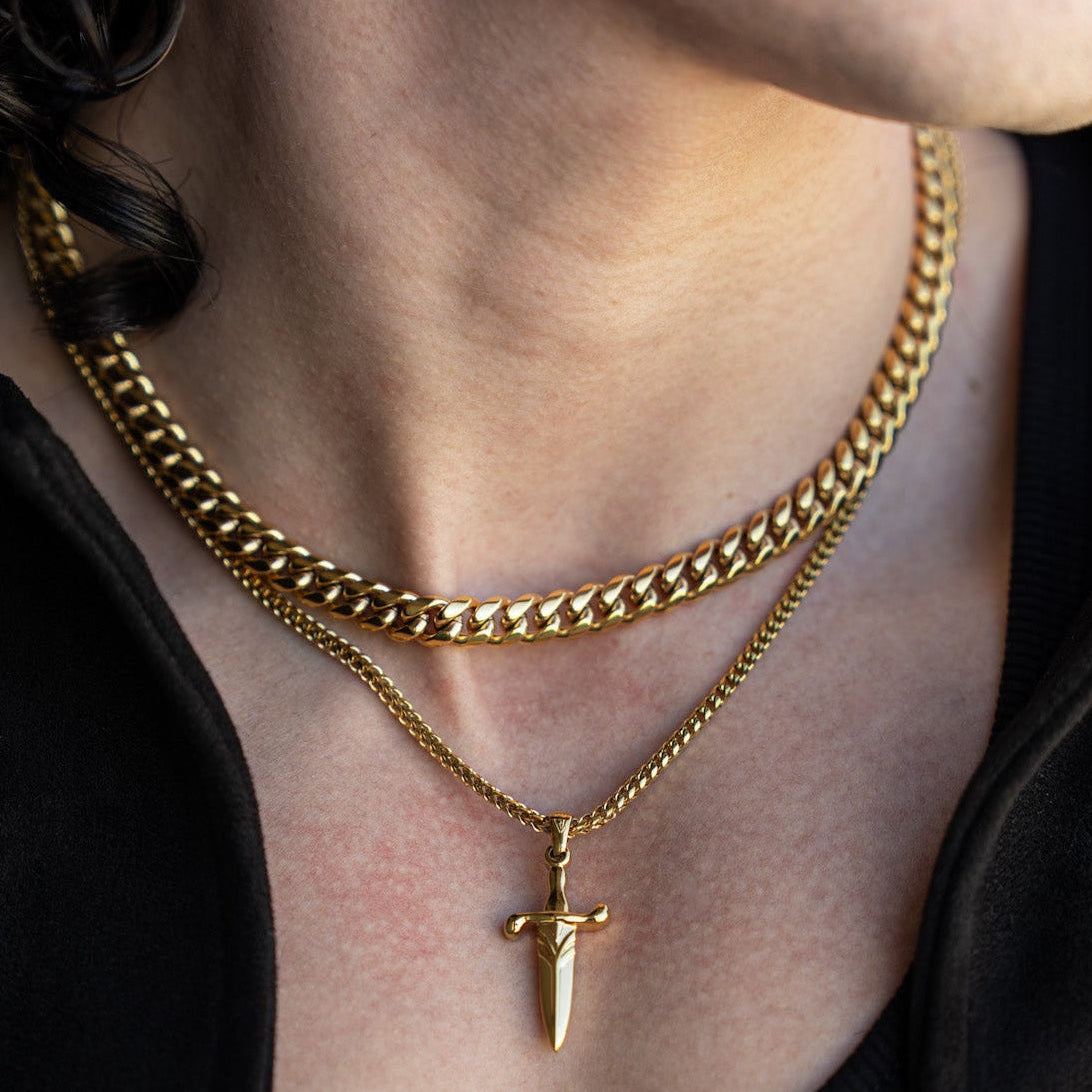 Cuban Link Chain + Dagger Set – Gold