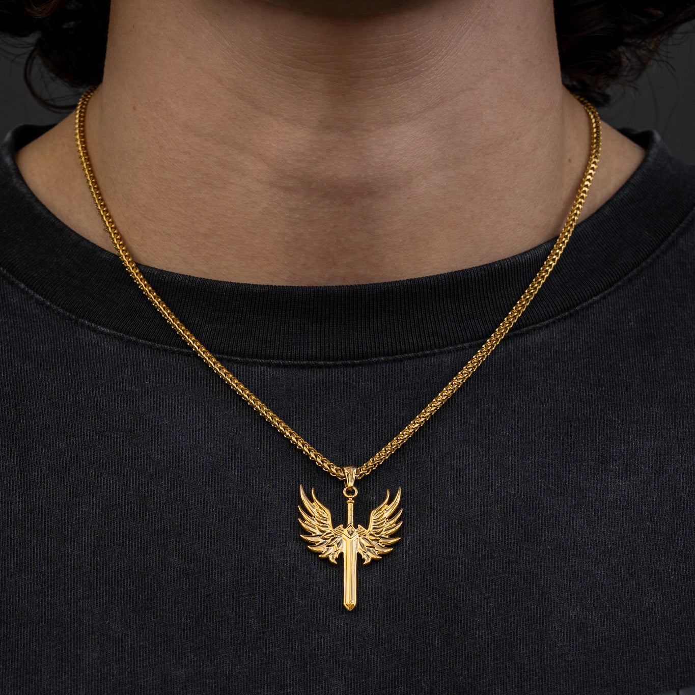 Angel Sword Pendant & Franco Chain Gold